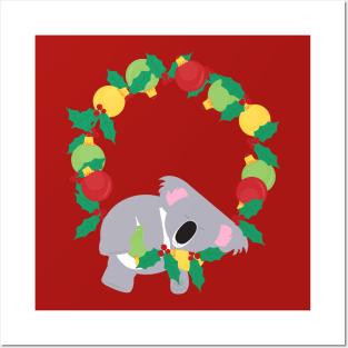 Christmas wreath koala Posters and Art